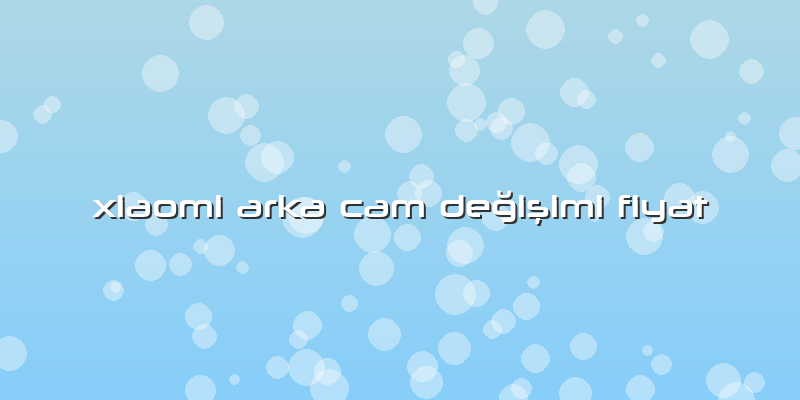 Xiaomi Arka Cam DeÄŸiÅŸimi Fiyat